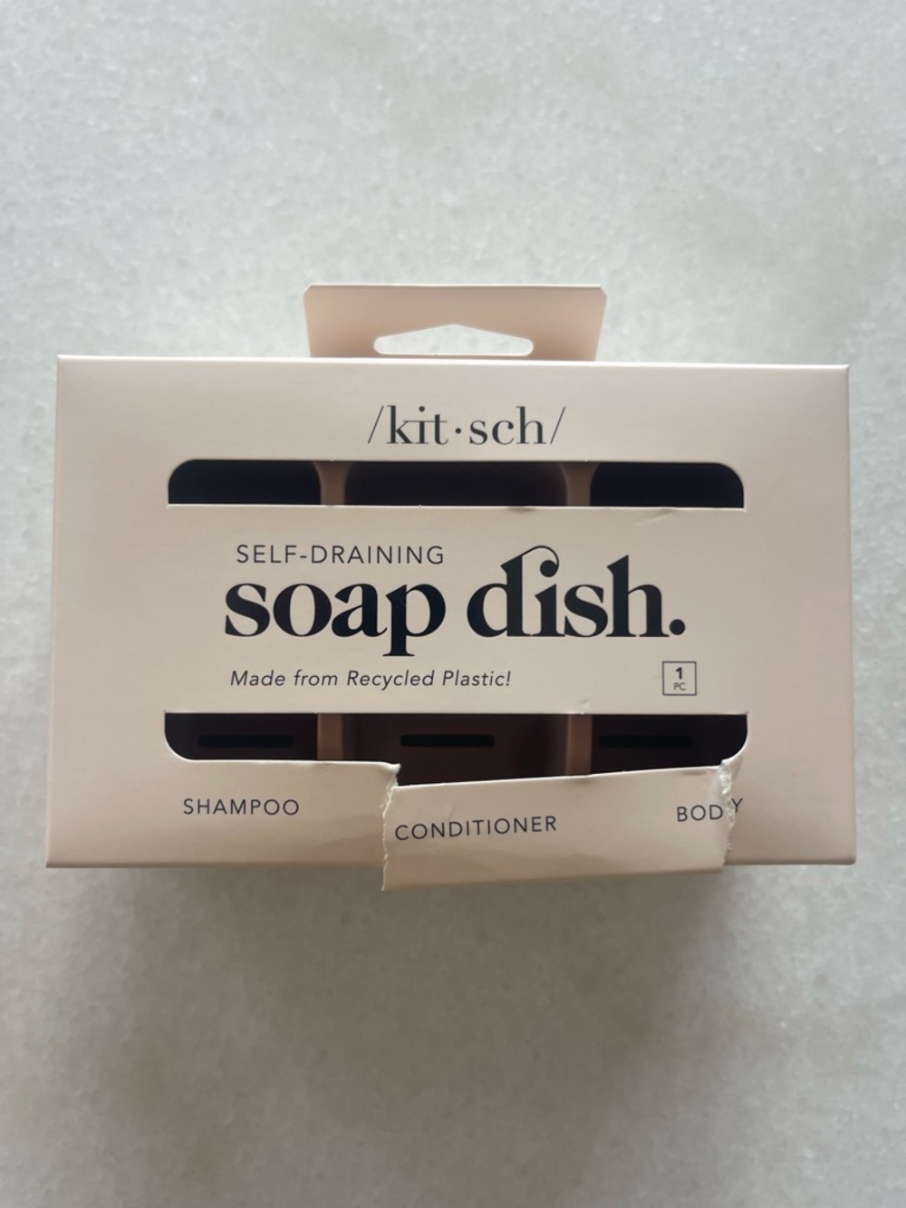 Kitsch Soap Dish Self Draining 3 Part Shampoo Conditioner Body Terracotta NEW - Picture 4 of 5